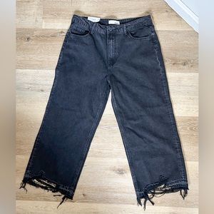 NWT Vervet Olivia Black 90s High Rise Wide Leg Flare Distressed Crop Jeans Sz 31